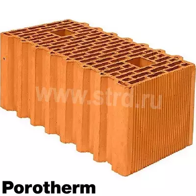 Керамический блок теплая керамика пустотелый 51 Красный рифленый рабочий размер 510мм 510*250*219мм М100кг/см2 Porotherm (Винербергер)