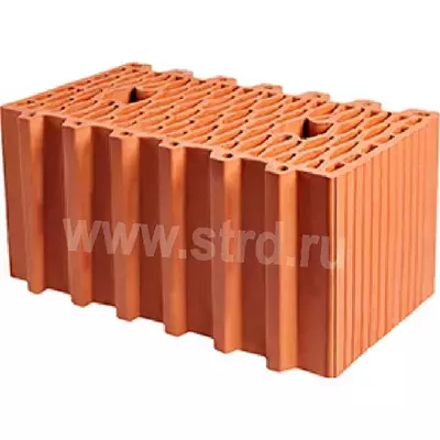 Керамический блок теплая керамика пустотелый TermoCode 12,3 NF Красный рифленый рабочий размер 440мм 250*440*219мм М150кг/см2 Гжель