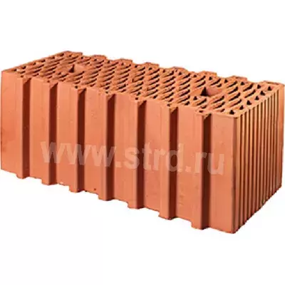 Керамический блок теплая керамика пустотелый 14,3 NF Красный рифленый рабочий размер 510мм 250*510*219мм М150кг/см2 Гжель