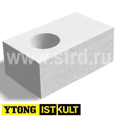 Блок газобетонный Ytong (Istkult) О-блок 1-пустотный 500*375*250 1d=160 D500кг/м3 В3,5