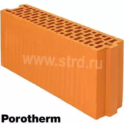 Керамический блок теплая керамика пустотелый 12 Красный рифленый рабочий размер 120мм 120*500*219мм М75кг/см2 Porotherm (Винербергер)