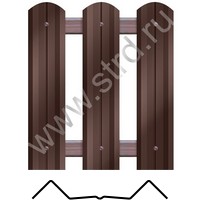 Штакетник металлический М-образный фигурный 0.1м 0.45мм Полиэстер двусторонний RAL 8017 (коричневый) Grand Line
