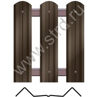 Штакетник металлический М-образный фигурный 0.1м 0.45мм Полиэстер двусторонний RR 32 (коричневый) Grand Line