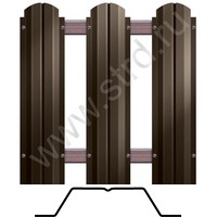 Штакетник металлический П-образный фигурный 0.1м 0.45мм Полиэстер двусторонний RR 32 (коричневый) Grand Line