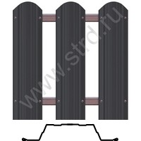 Штакетник металлический Прямоугольный фигурный 0.118м 0.45мм Полиэстер двусторонний RAL 7016 (серый) Grand Line